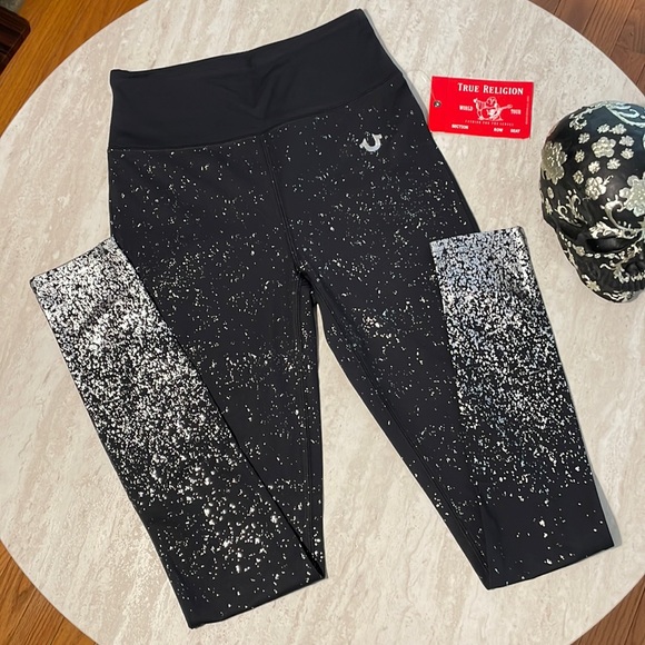 NWT True Religion Black Ombré Glitter Leggings *XS - Picture 2 of 5